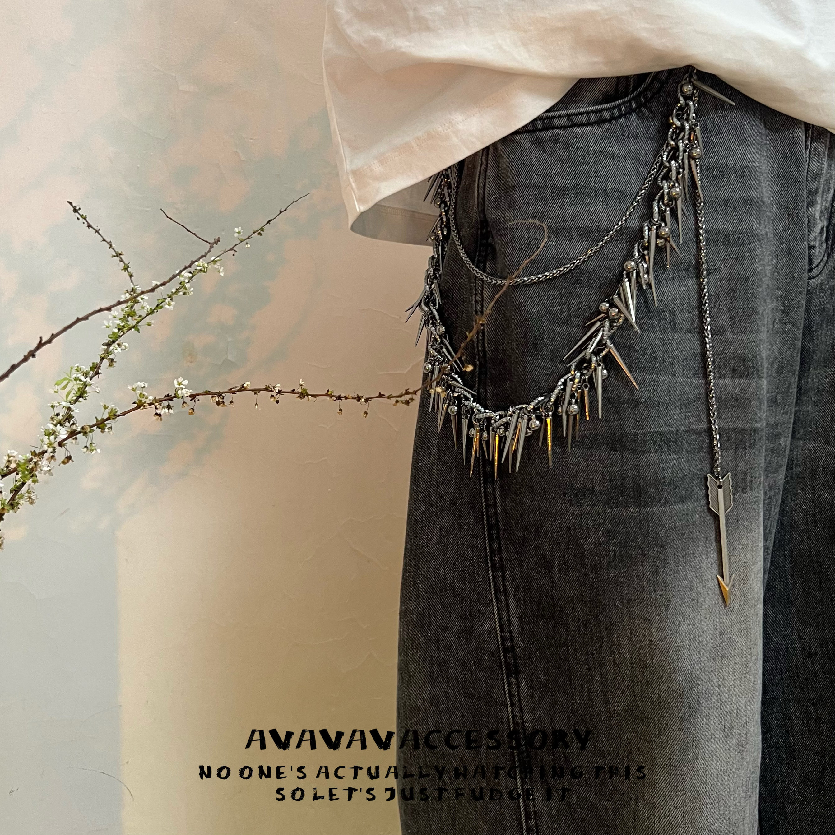 Avavav new hip-hop punk chain jeans waist chain rivet heavy-duty