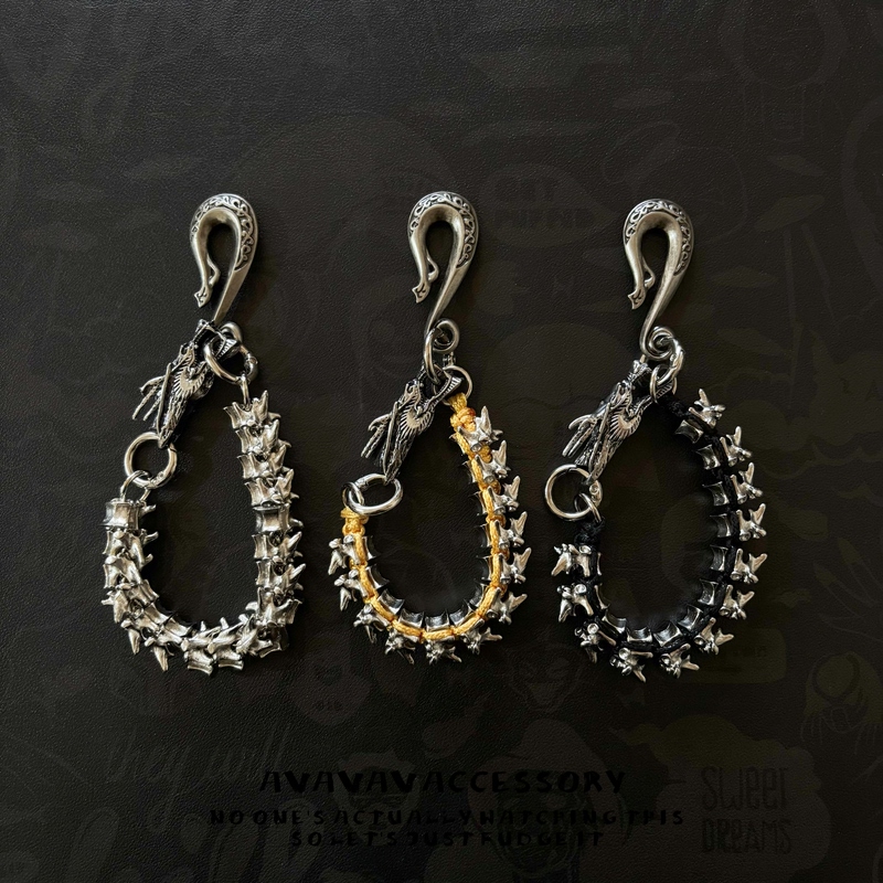 Avavava Punk Heavy Industry Dragon Bone Keychain Hanging Chain Dragon Head Pendant Hip-Hop Street Style Handmade Bag Charm