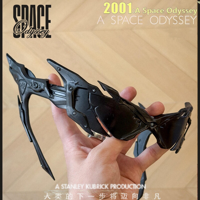 [Space Mecha Glasses] 3D Printed Irregular Decorative Mirrors with Uv Protection, Head-Mounted Cyberpunk Style