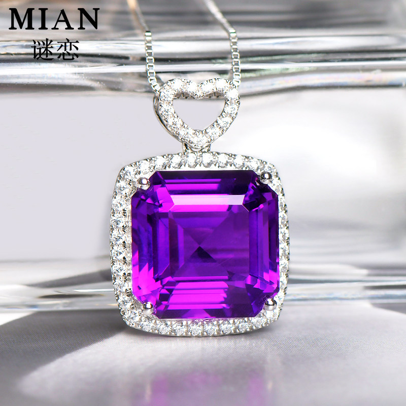 Mystery Love High Natural Amethyst Pendant Female 925 Silver Atmosphere Princess Luxury Crystal Necklace Birthday Gift