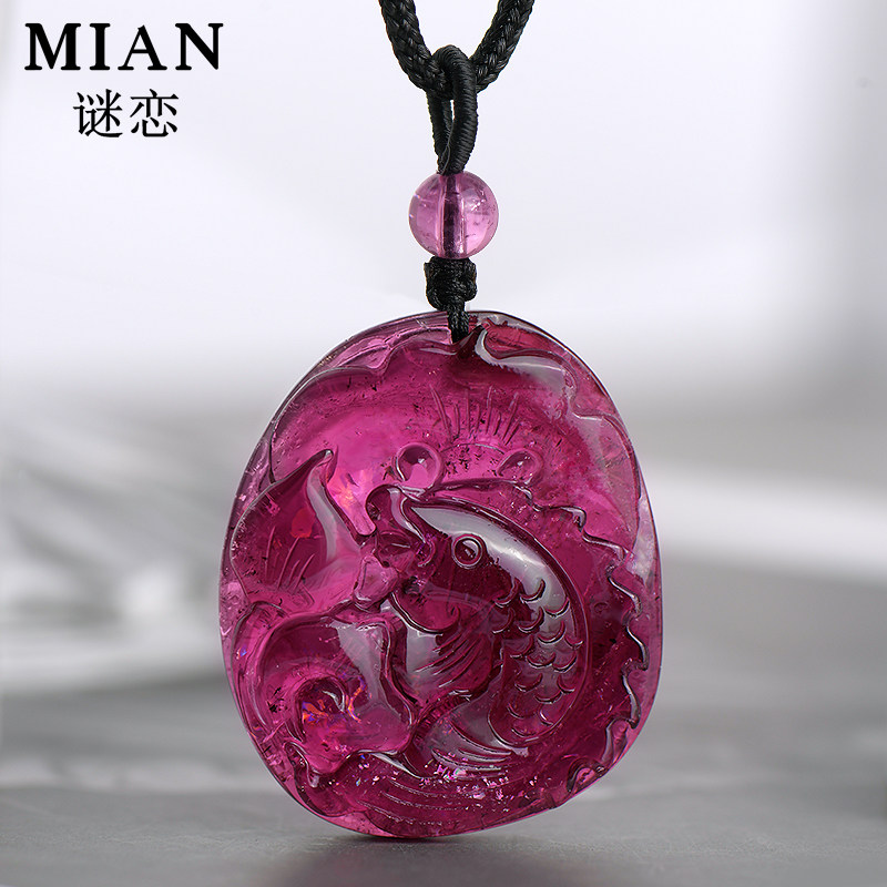 Enigma Natural old mine tourmaline pendant 925 silver 18K gold rupee to pigeon blood red tourmaline pendant sweater chain