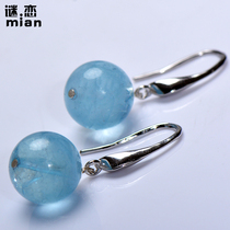 Mystery Natural Ice Seed Sea Blue Treasure Pink Earrings 925 Pure Silver Handcrafted Earrings Original Fashion Jewelry