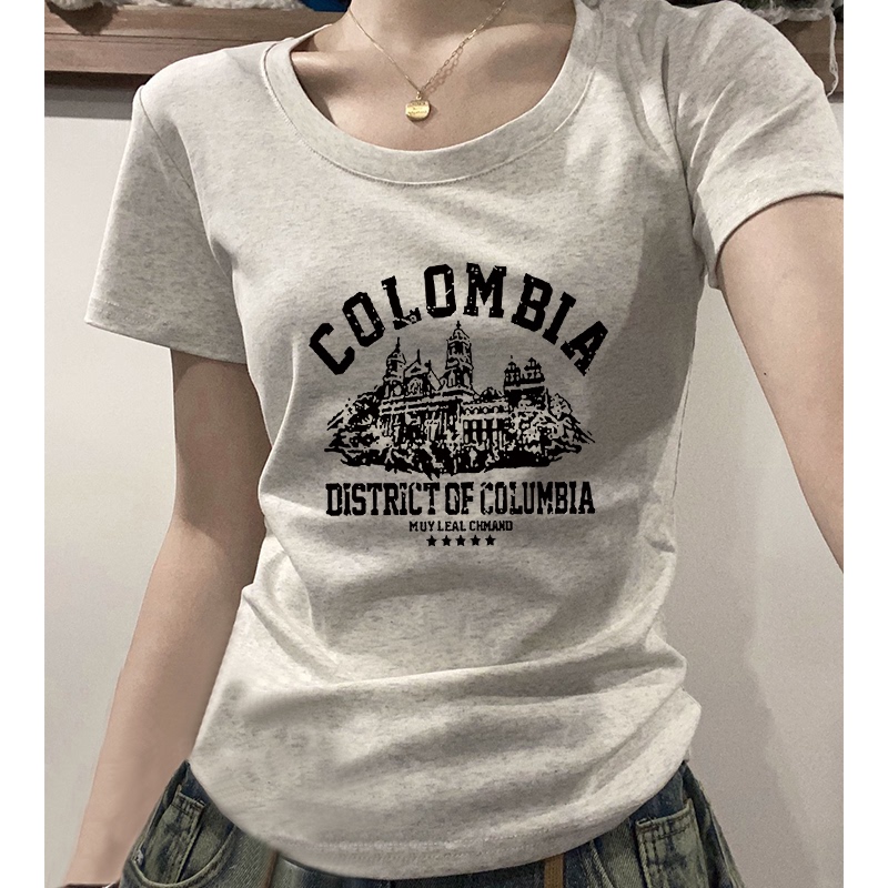 American Retro Gray Short-Sleeved T-Shirt for Women, 2026 New Summer Niche Design with Hong Kong Style Chic Top