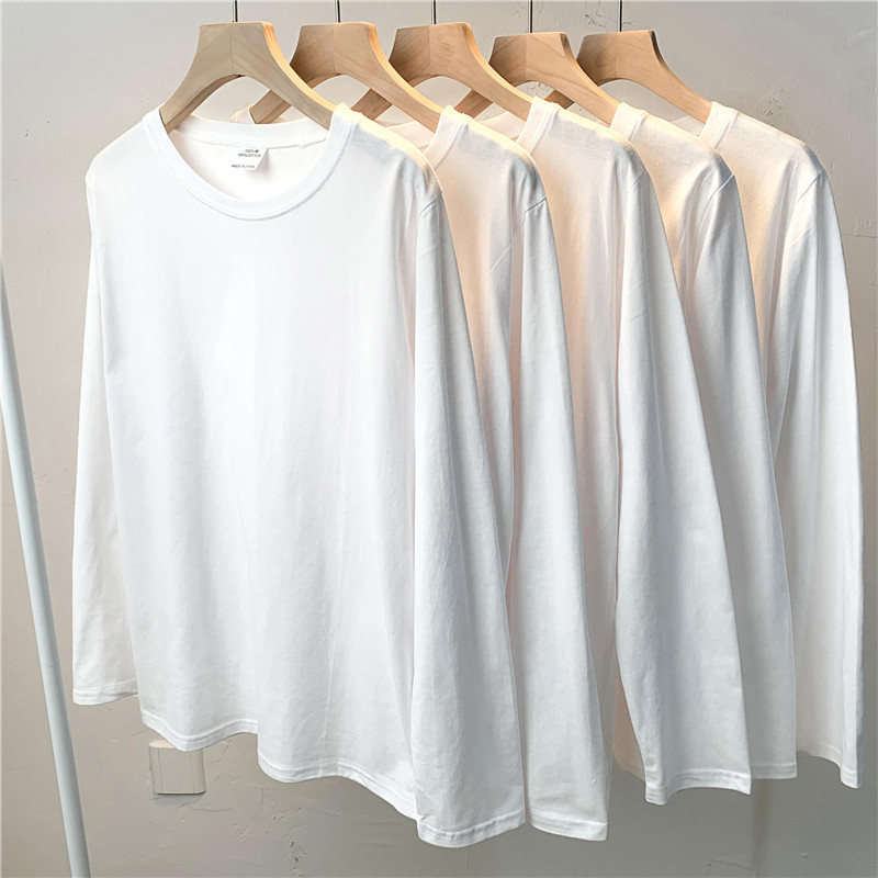 White Pure Cotton Base Shirt for Women, Spring and Autumn Wear, Winter 2026 New Style, Stylish Fleece-Lined Inner Wear, Long-Sleeved T-Shirt Top