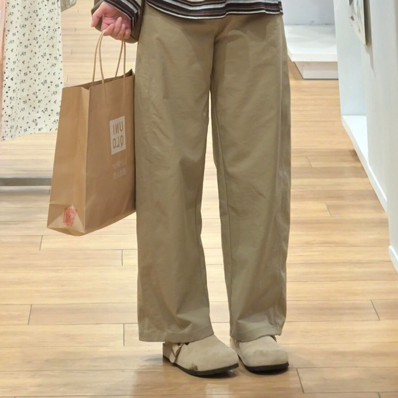 Khaki Pants for Women, Popular Autumn Cargo Pants, Plus-Size Casual Pants, High-Waisted Slimming Wide-Leg Pants for Plus-Size Women