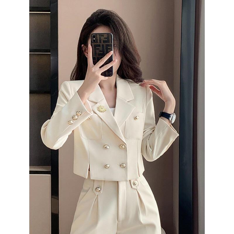 Petite Women's Suit Set 2026 New Spring, Autumn, and Winter Casual Elegant Blazer with a High-End Feel, Short Jacket Top