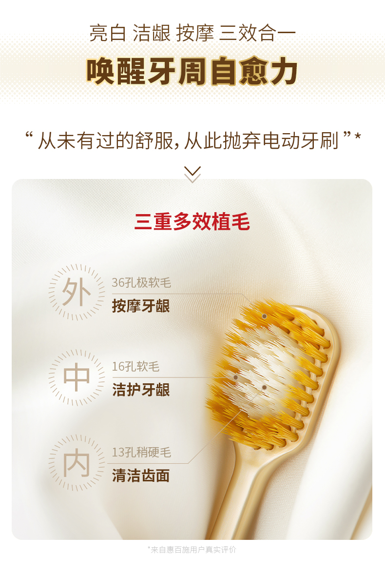 日本 惠百施 第2代升级款 65孔7列 三层植毛 成人软毛牙刷 4只 图5