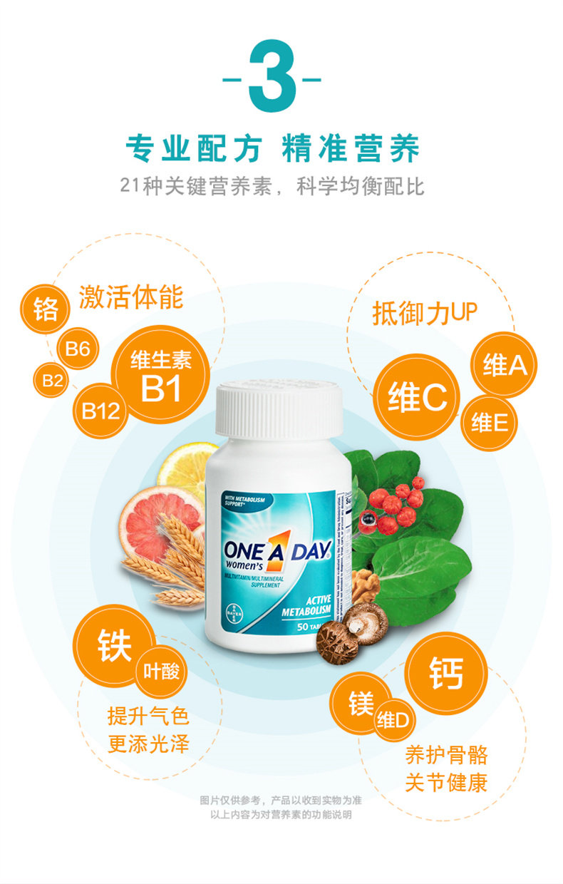 天猫国际 拜耳Oneaday 女性复合维生素 50粒/瓶 图5