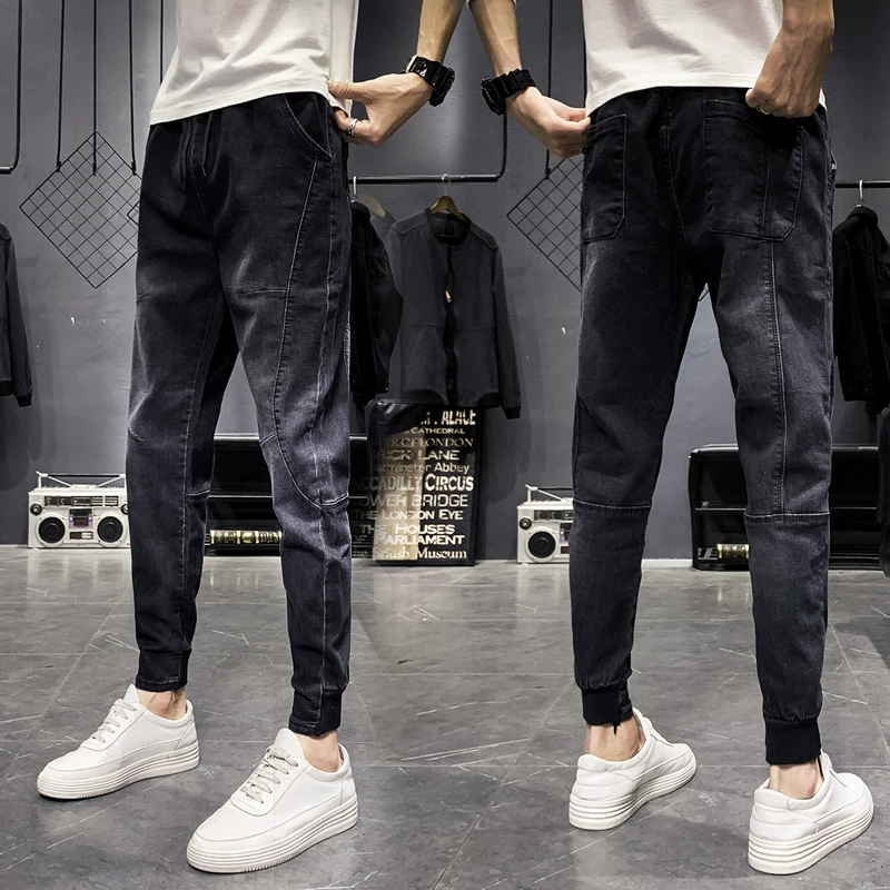 Mùa xuân chín điểm Quần jeans Harem nam giản dị chân 9 điểm Quần xu hướng Hàn Quốc quần lọt khe nam - Quần jean