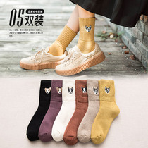 Socks womens socks Korean version of college style thickened warm towel socks socks Japanese cute socks