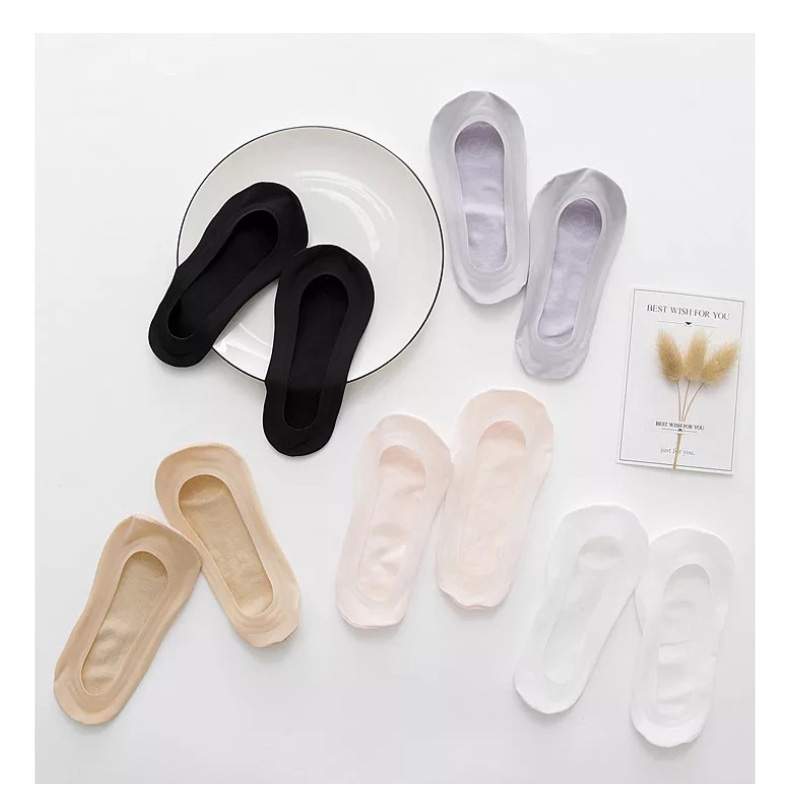 Vớ lụa băng nữ nông miệng silicon chống trượt vớ vớ thuyền nữ cotton nông miệng vô hình mùa hè vớ ren 10 đôi tất ngắn cổ