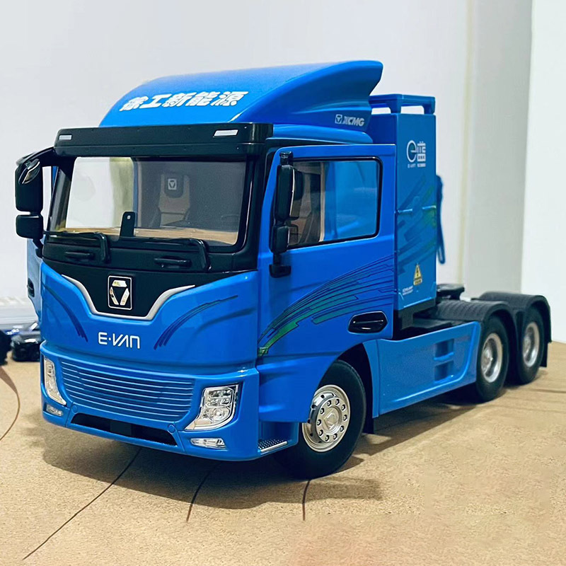 Xcmg Group Heavy Truck Model Han Feng Alloy New Energy Vehicle Model Simulation Collection E Blue Tractor Truck 1:24