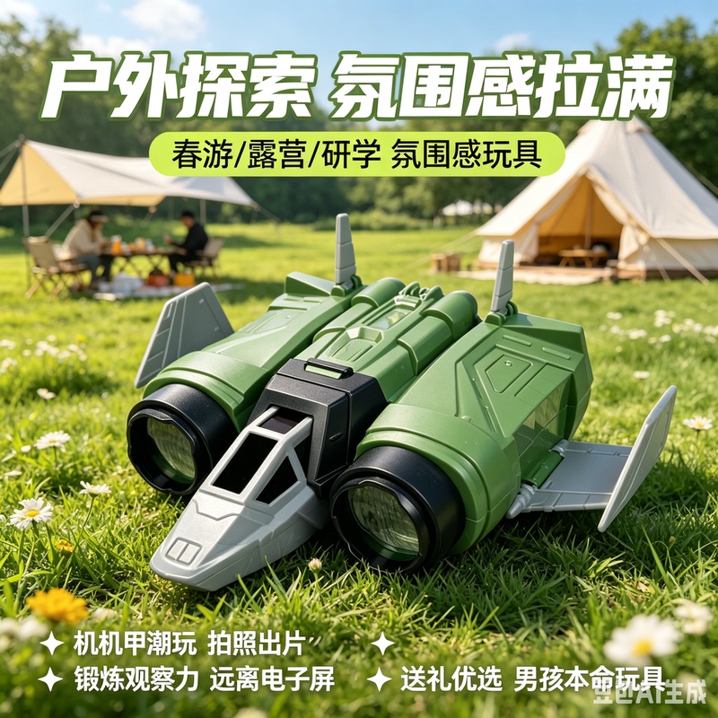 Children's Transforming Fighter Telescope Binoculars with Adjustable Focus, Portable Outdoor Toy Gift for Primary School Students
