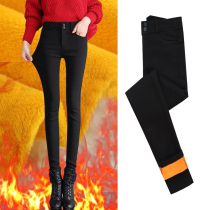 Black leggings women plus velvet thick outer wear 2021 new autumn and winter high waist elastic warm pants small foot cotton pants