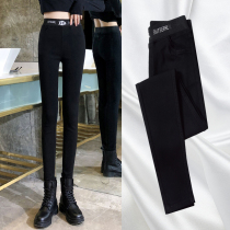 Black leggings women wear spring and autumn 2021 New Korean version of high waist slim foot pants autumn and winter tight plus Velvet