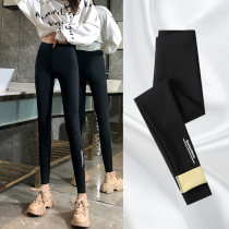 Shark skin leggings women wear autumn and winter plus velvet thickened black Barbie pants high waist waist waist waist waist yoga pants