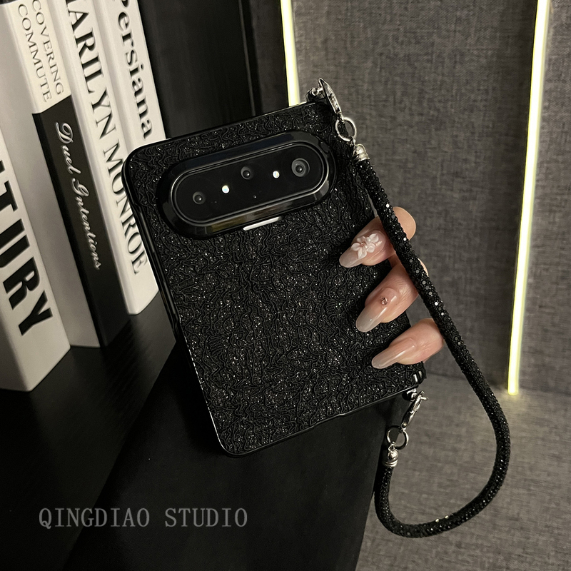Lightly Adjusted, Cool and Sophisticated Black Fine Glitter Pattern Hand Strap Suitable for Huawei Pura X Max Phone Case, Full Coverage New Purax Collector's Edition Folding Screen Treasure Box Flip Cover Anti-Drop Protective Case Trendy Lightly Adjusted, Cool and Sophisticated Black Fine Glitter Pattern Hand Strap Suitable for Huawei Pura X Max Phone Case, Full Coverage New Purax Collector's Edition Folding Screen Treasure Box Flip Cover Anti-Drop Protective Case Trendy