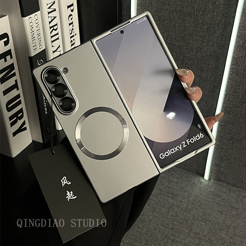 Personalized Painted Electroplated Silver Ultra-Thin Magnetic Case Suitable for Samsung Z Fold 7/6/5 New Folding Screen Korean Galaxy W26/25/24 Limited Edition Flip Anti-Drop Protective Case for Men and Women