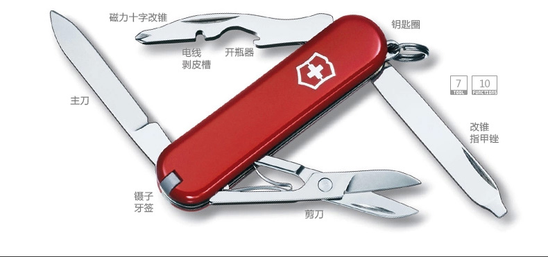 Victorinox Swiss Army Knife 58mm màu đỏ hạnh phúc 0.6363 Mini đa chức năng Folding Knife Swiss Sergeant