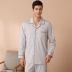 Ai Di cotton pijama nam đồng màu mùa xuân và mùa thu dịch vụ nhà mỏng phù hợp với quần tây dài tay cỡ lớn dịch vụ tại nhà - Bộ Pajama Bộ Pajama