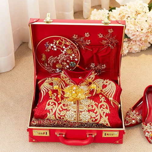 Подарочная коробка для помолвки Dowry Box Rand-порт коробка для пароля красная свадьба чемодан невеста Xiuhe Box Dowry Gift Box Золотая коробка