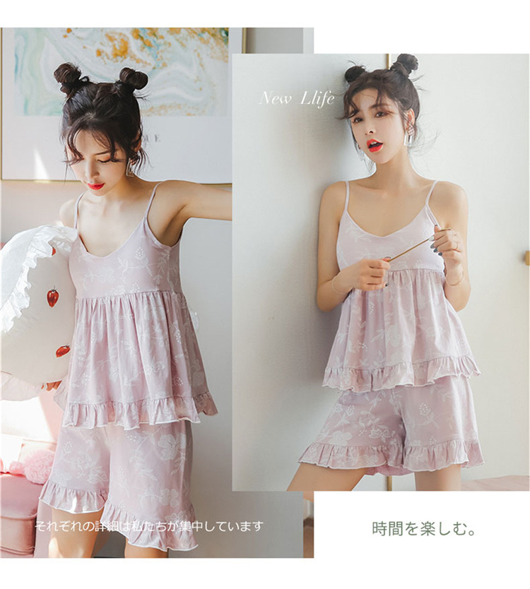 Nightdress nữ mùa hè bông ngắn tay ngực pad đồ ngủ miễn phí áo ngực lỏng bông đồ ngủ phụ nữ nhà dịch vụ có thể được đeo