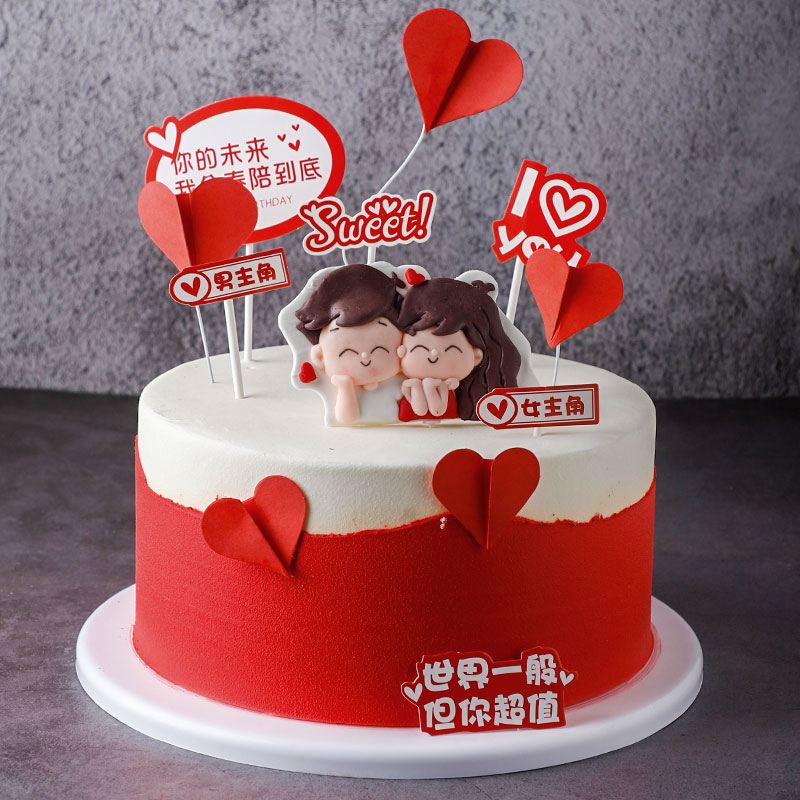 Couple's Eve Valentine's Day report white tennis red cake model emulated 2022 new plastic birthday fake cake samples