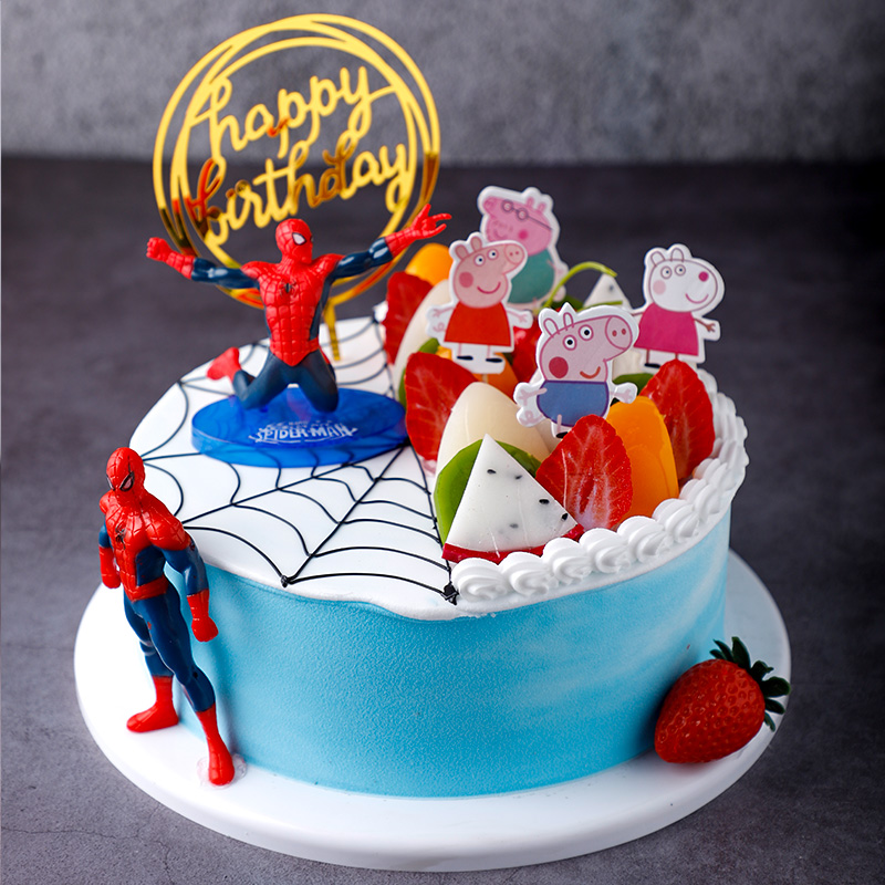 Spider Man Cartoon Fruit Birthday Cake Model Emulation 2022 new net red plastic fake cake sample t174