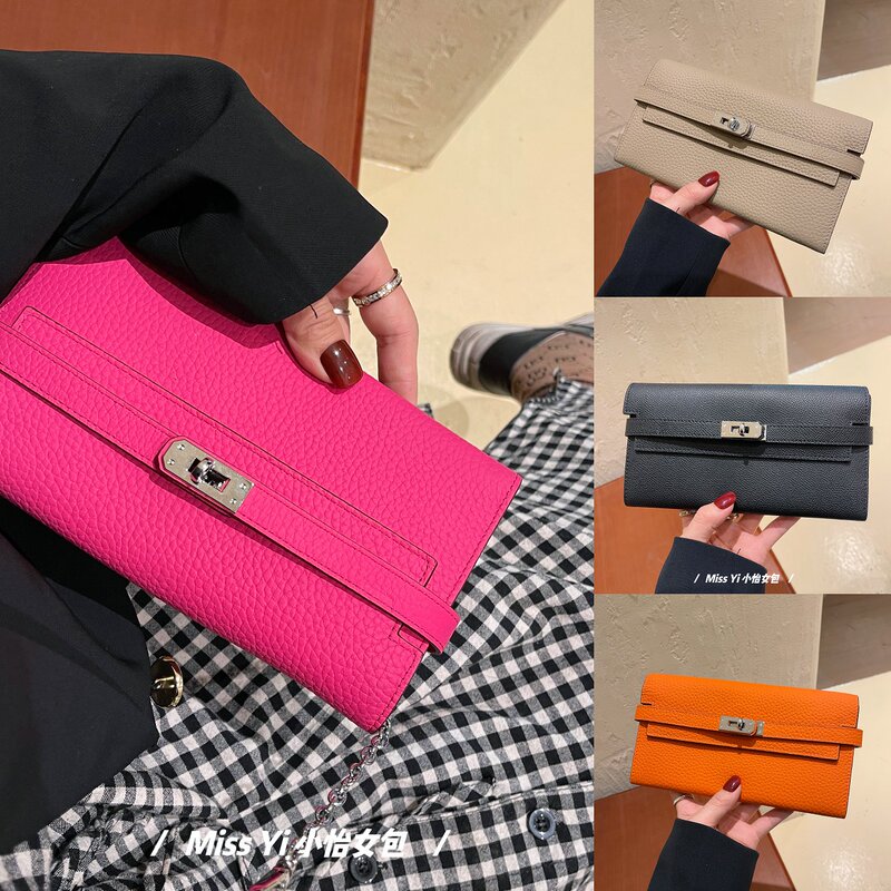 Genuine Leather Kelly Wallet, Long Style, Lychee Pattern, Multi-Card Slots, Wallet, Coin Purse, Large Capacity, Phone Bag, Id Card Holder Genuine Leather Kelly Wallet, Long Style, Lychee Pattern, Multi-Card Slots, Wallet, Coin Purse, Large Capacity, Phone Bag, Id Card Holder