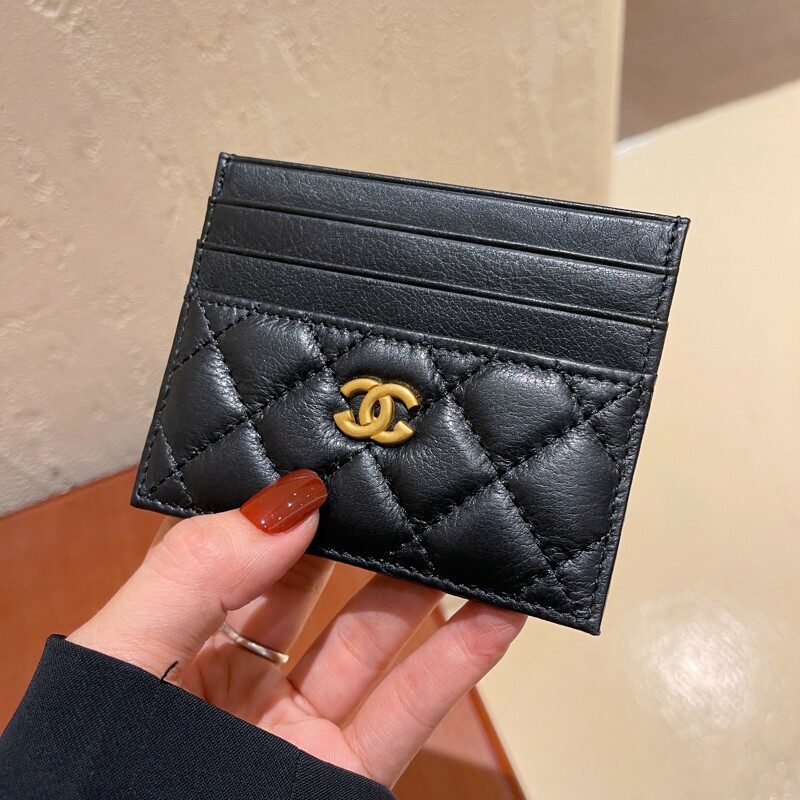 Caviar Jam carpack genuine leather European and American retro minimalist bifacial rhombus clamping sleeve Mini ultra-thin Zero wallet