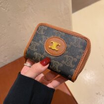 European and American Retro Old Flower Card Package Female Triumph Gate Zip Printed Card Bag Theft-proof Anti-Magnetic Documents Zero Money Bag