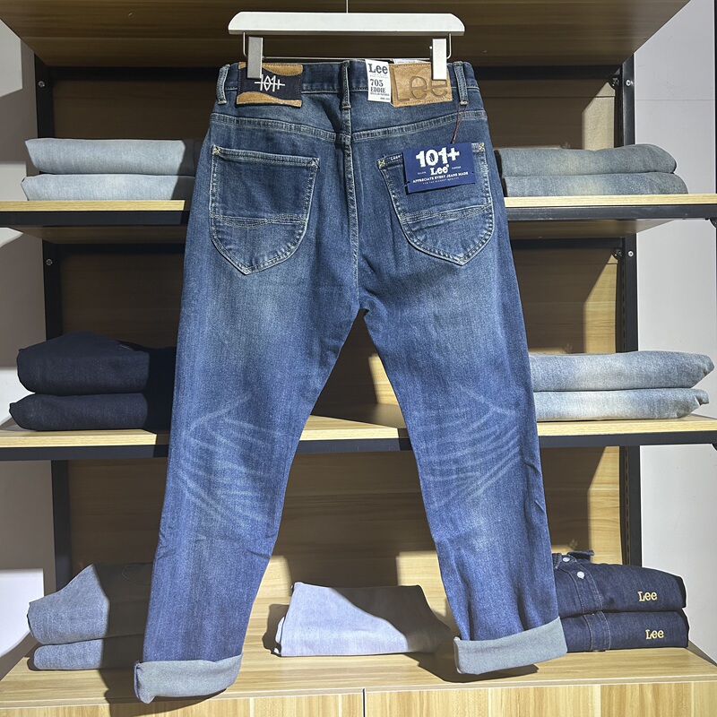 Lee Men's Spring and Autumn Mid-Waist Jeans, Slightly Loose Tapered Style, Trendy Lmb1007055Ff00F-A03930 Lee Men's Spring and Autumn Mid-Waist Jeans, Slightly Loose Tapered Style, Trendy Lmb1007055Ff00F-A03930