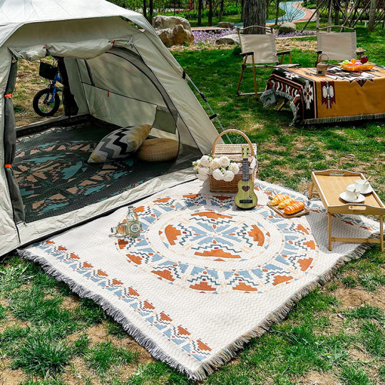 Camping blanket, ethnic style tablecloth, tent carpet, outdoor picnic blanket, sofa towel, multifunctional sofa blanket