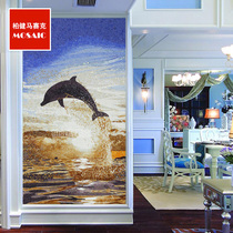 Brief Ice Jade Puzzle Mosaic Genguan TV Restaurant Background Wall Pick Up Empty Decoration Custom Tile Dolphin Cut