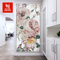 Simple EuroMudan flowers glass cut mosaic Mosaic Puzzle Background Wall Genguan Dining Room Customize Parquet Tiles