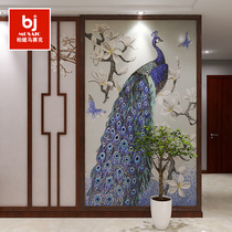 Minimalist mosaic Mosaic Puzzle Parquet Tiles Genguan Custom Glass Decoration Painting Peacock Fine Cut Painting Background Wall Mural Painting