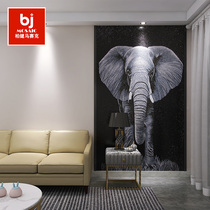 Modern Elephant Mosaic Jigsaw Puzzle Background Wall Living Room Dining Room Restaurant Xuan Guan Villa Cut Painting Art Tile Mural Wall Sticker
