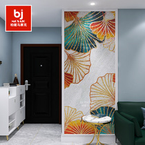 Custom ice jade light and luxurious mosaic parquet Xuan Guanghan toilet Restaurant background wall Gingko Cut Painting Tile Mural