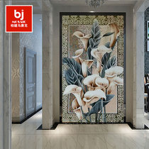 European mirror Porch restaurant background wall glass mosaic puzzle Calla Lotus cut painting mosaic decorative tile