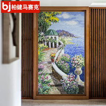 Mediterranean ice jade mosaic mosaic mosaic Porch restaurant aisle custom art background wall puzzle cut painting Aegean Sea