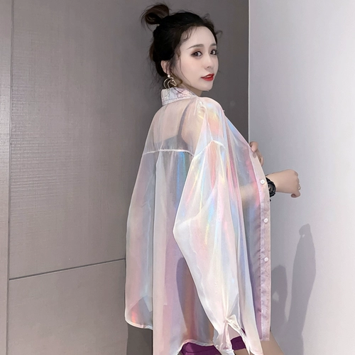 Весенняя осенняя шелковая одежда для защиты от солнца, дышащая летняя шифоновая тонкая рубашка, куртка, 2024 года, защита от ультрафиолета