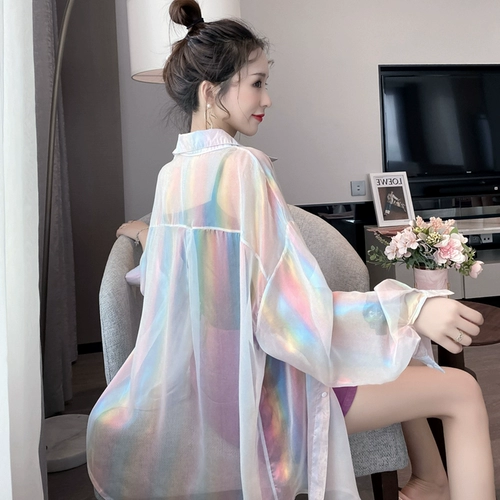 Весенняя осенняя шелковая одежда для защиты от солнца, дышащая летняя шифоновая тонкая рубашка, куртка, 2024 года, защита от ультрафиолета