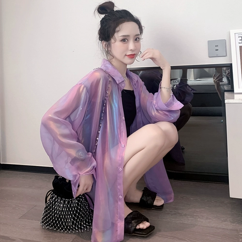 Весенняя осенняя шелковая одежда для защиты от солнца, дышащая летняя шифоновая тонкая рубашка, куртка, 2024 года, защита от ультрафиолета