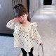 Spring and autumn 2023 new baby girl foreign style Korean style bow jacquard slit flared pants autumn two-piece trendy