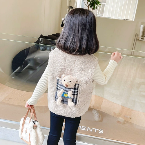 Демисезонный детский модный жилет, с медвежатами, увеличенная толщина