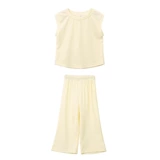 Летний модный жилет для девочек без рукавов, шелковый комплект, шелковые штаны, свободный крой