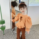 Штаны-клёш, осенние штаны, детская кукла, футболка, комплект, в цветочек