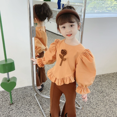 Штаны-клёш, осенние штаны, детская кукла, футболка, комплект, в цветочек