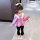 Small and medium-sized children's spring and autumn long-sleeved suit new 2023 spring new fashion foreign style lace doll collar casual two-piece suit