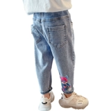 Осенние джинсы, модные штаны для девочек, с медвежатами, свободный крой